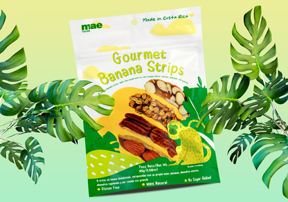 Gourmet Banana Strips.  Caja 10 paquetes