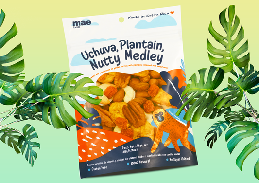 Uchuva Plantain Nutty Medley. Caja 10 paquetes